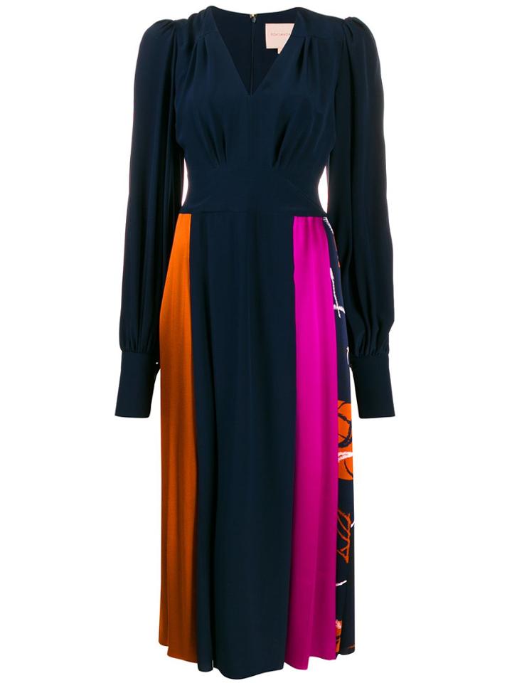 Roksanda Dress Teruko Baloon Sleeves Long Pleated - Blue