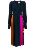 Roksanda Dress Teruko Baloon Sleeves Long Pleated - Blue