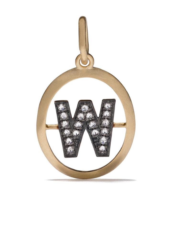 Annoushka 18kt Yellow Gold Diamond Initial W Pendant - 18ct Yellow