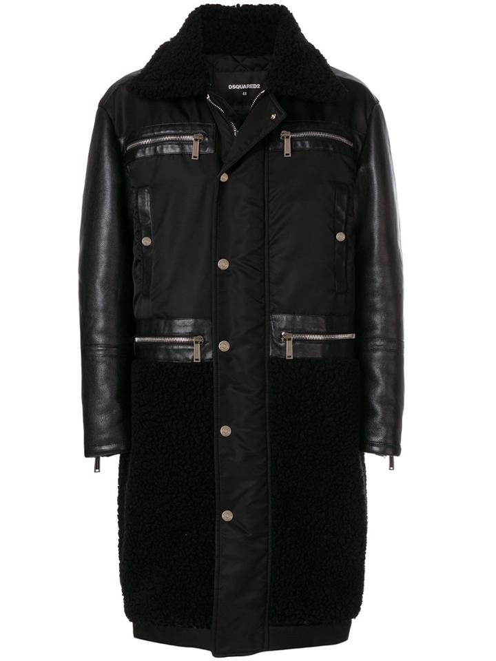 Dsquared2 Mixed Texture Coat - Black