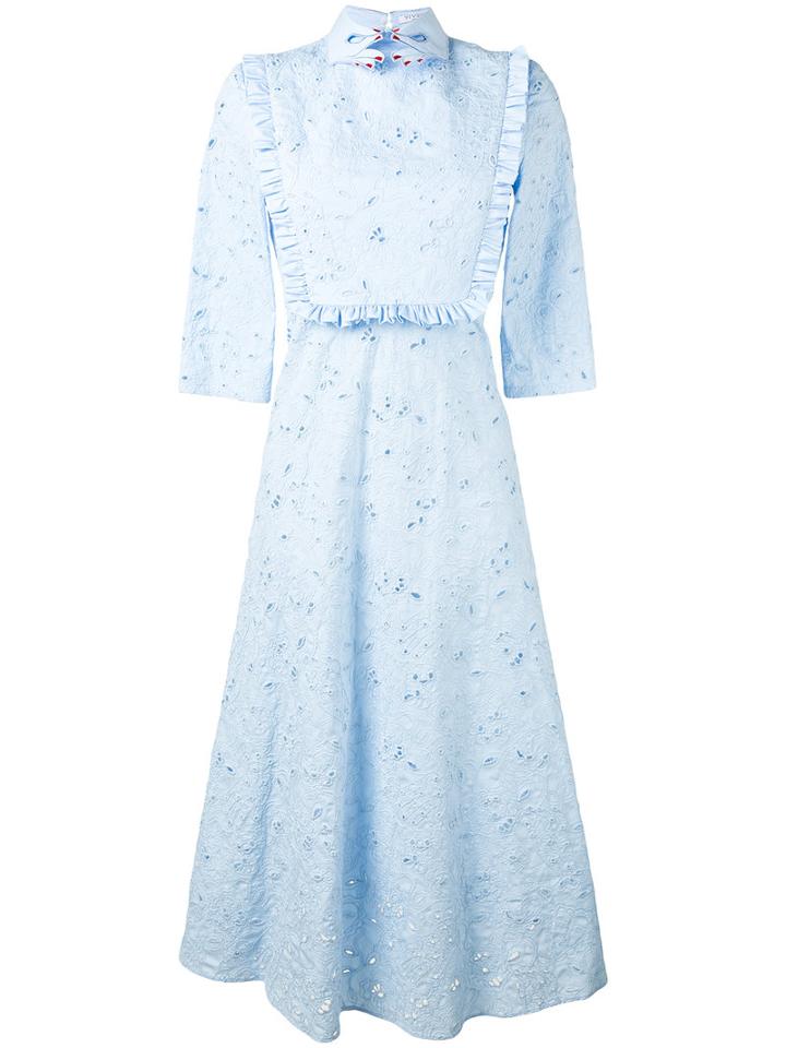 Vivetta - Embroidered Shirt Dress - Women - Cotton/polyester - 42, Blue, Cotton/polyester