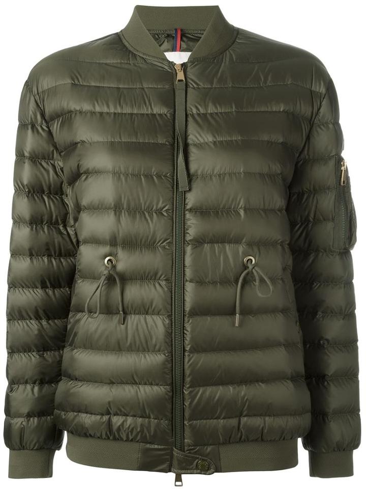 Moncler Lace-detail Padded Jacket, Women's, Size: 2, Green, Polyamide