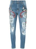 Marco Bologna Distressed Skinny Jeans, Women's, Size: 40, Blue, Cotton/glass/metal (other)