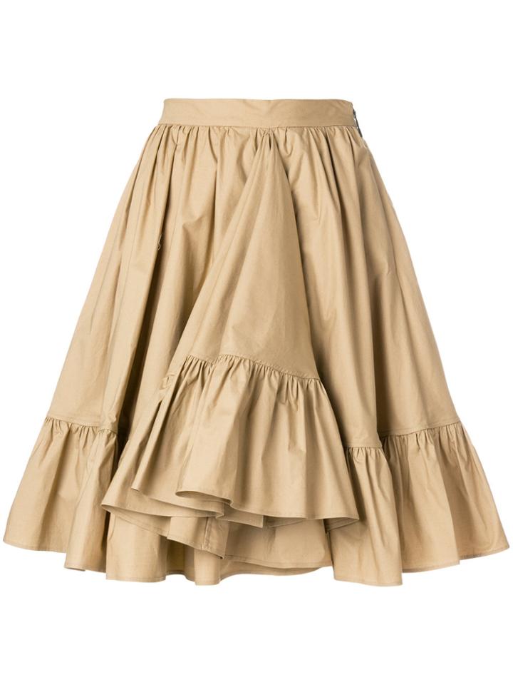 Msgm Frill Hem Full Skirt - Nude & Neutrals