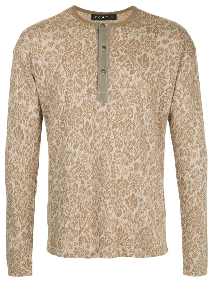 Roar Printed Henley T-shirt - Nude & Neutrals