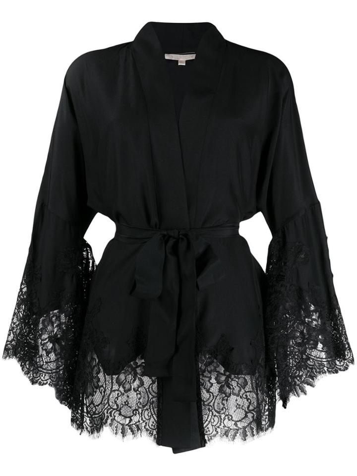 Gold Hawk Belted Lace Slip - Black