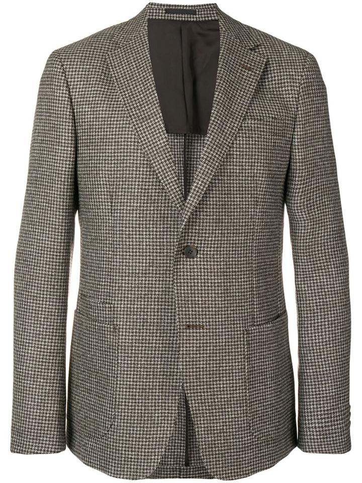 Z Zegna Houndstooth Pattern Blazer - Brown