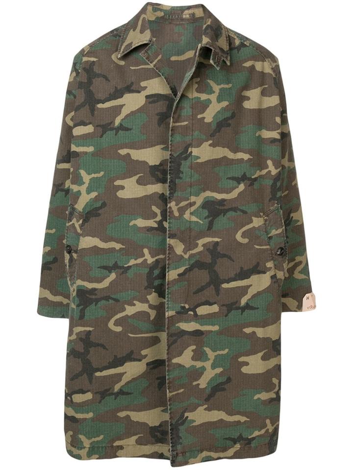 Fortela Camouflage Print Coat - Green
