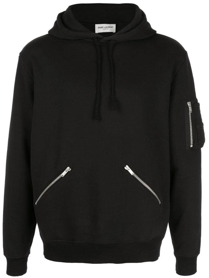 Saint Laurent Zip Detail Hoodie - Black