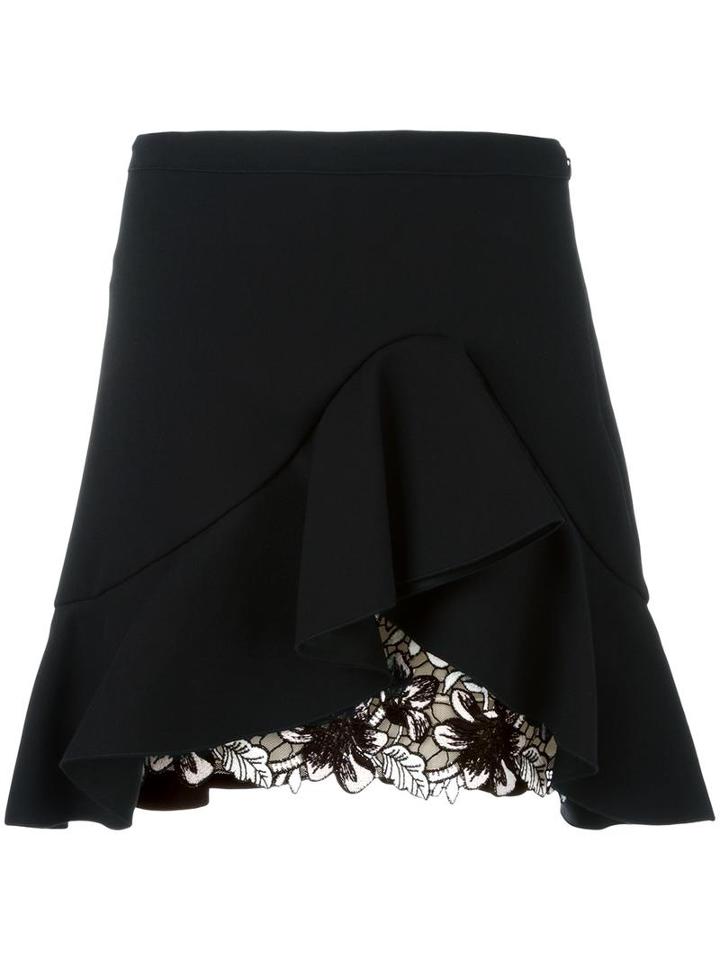 Giambattista Valli Ruffled Asymmetric Skirt, Women's, Size: 42, Black, Silk/cotton/viscose
