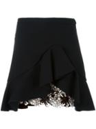 Giambattista Valli Ruffled Asymmetric Skirt, Women's, Size: 42, Black, Silk/cotton/viscose
