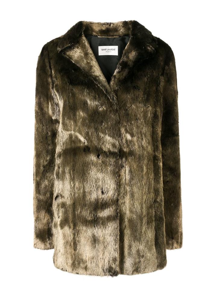 Saint Laurent Metallic Mink Fur Coat - Green