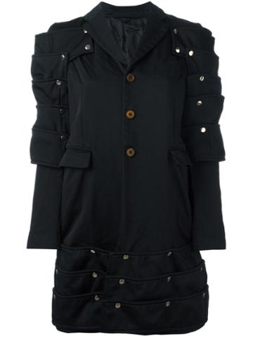 Comme Des Garçons Press Stud Detail Coat, Women's, Size: Medium, Black, Polyester
