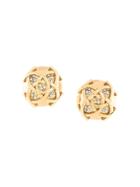 Chanel Pre-owned Interlocking Logos Round Earrings - Gold