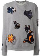 Msgm Appliqué Sweatshirt, Women's, Size: Large, Grey, Cotton/viscose
