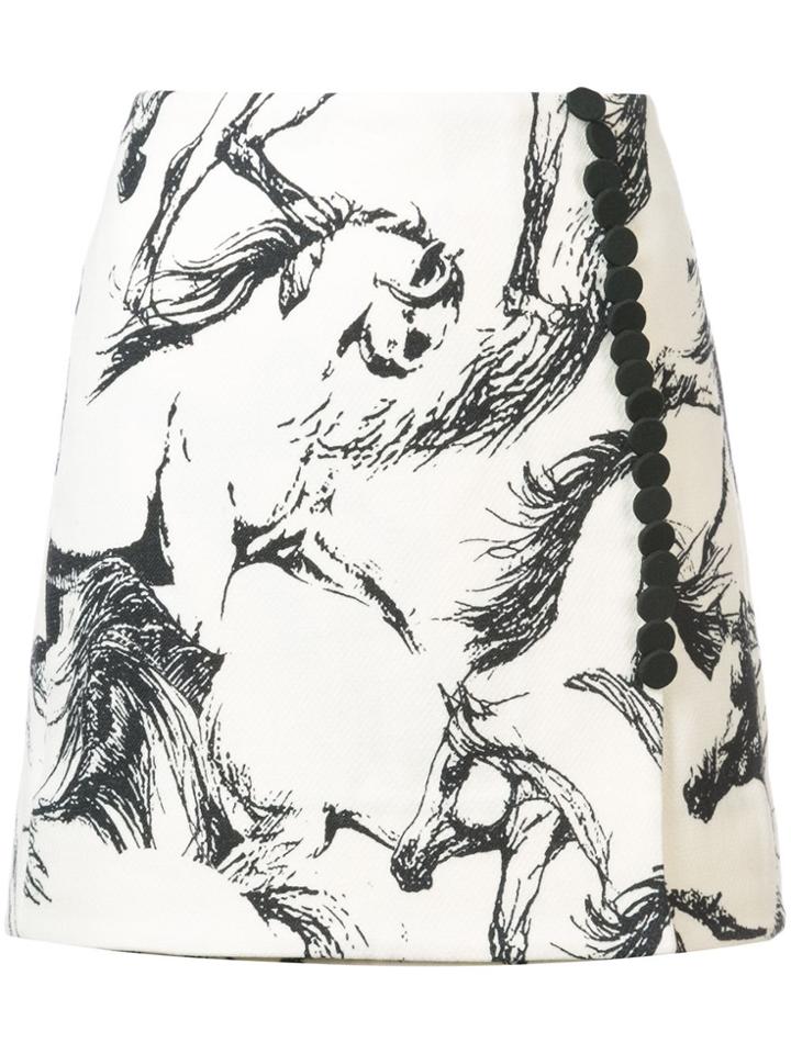 Adam Lippes Floral Print Mini Skirt - White