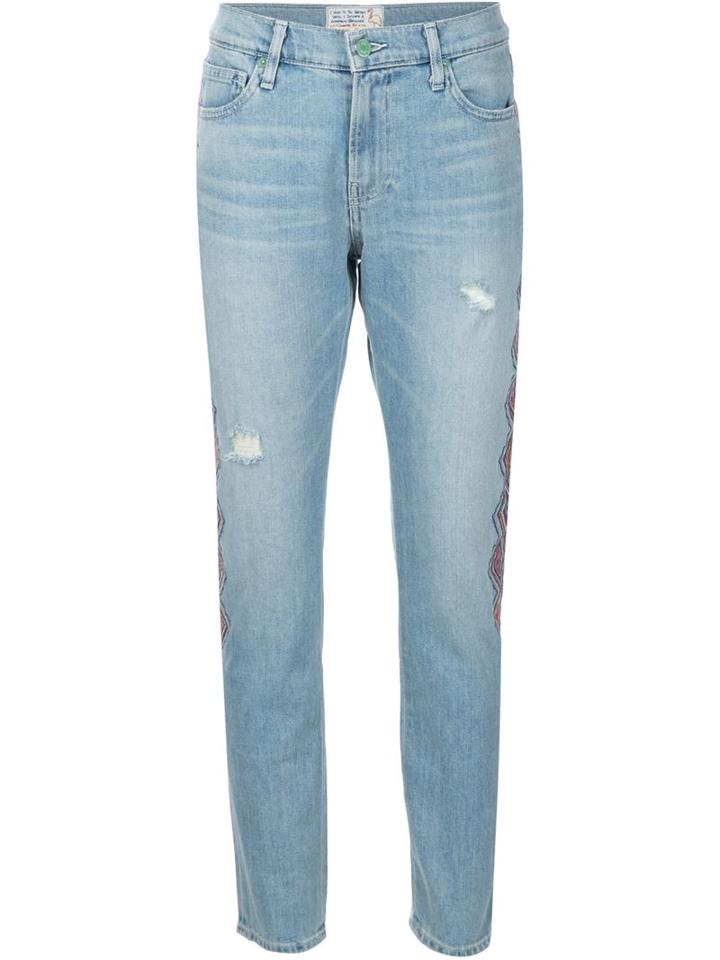 Sandrine Rose Embroidered Skinny Boyfriend Jeans, Women's, Size: 28, Blue, Cotton