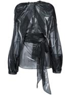 Maison Margiela Sheer Draped Effect Blouse, Women's, Size: 40, Grey, Polyamide/polyester