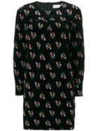 Sonia Rykiel Velvet Floral Print Dress - Black