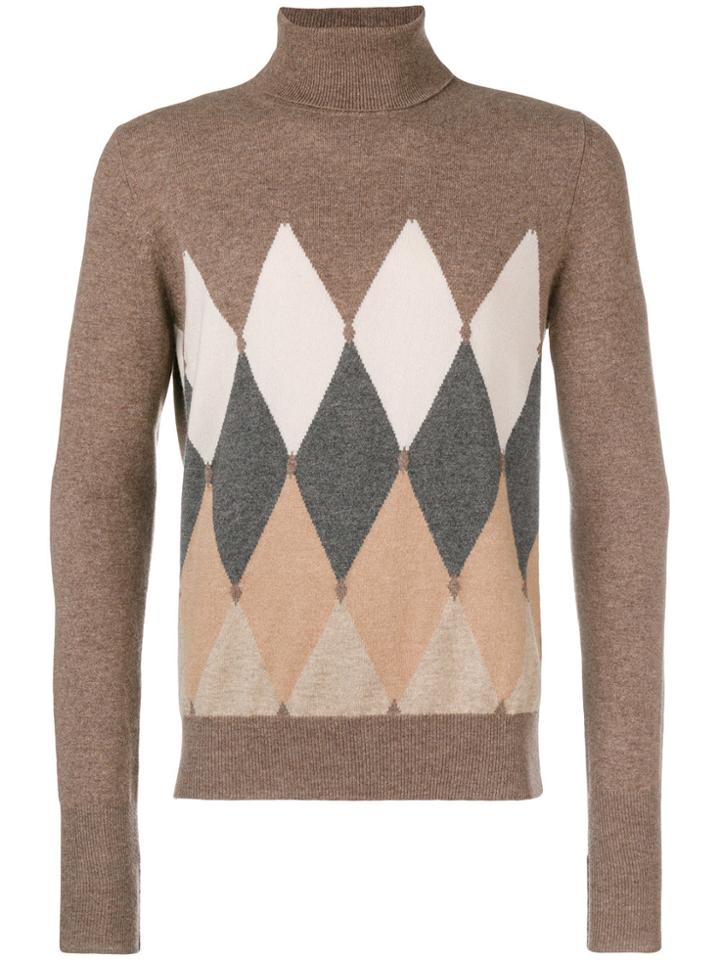 Ballantyne Geometric Turtle-neck Sweater - Brown