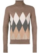 Ballantyne Geometric Turtle-neck Sweater - Brown