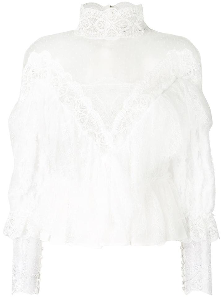 Amen Sheer Lace Blouse - White