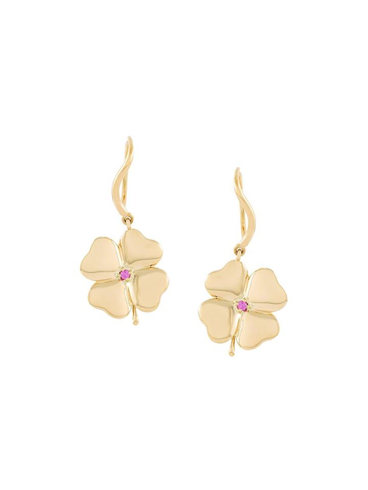 Aurelie Bidermann 18kt Gold Clover Sapphire Earrings - Metallic