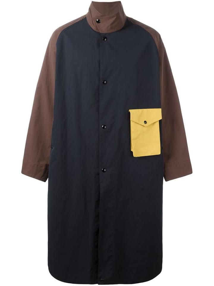 Marni Colour Block Coat, Men's, Size: 46, Blue, Polyester/polyamide