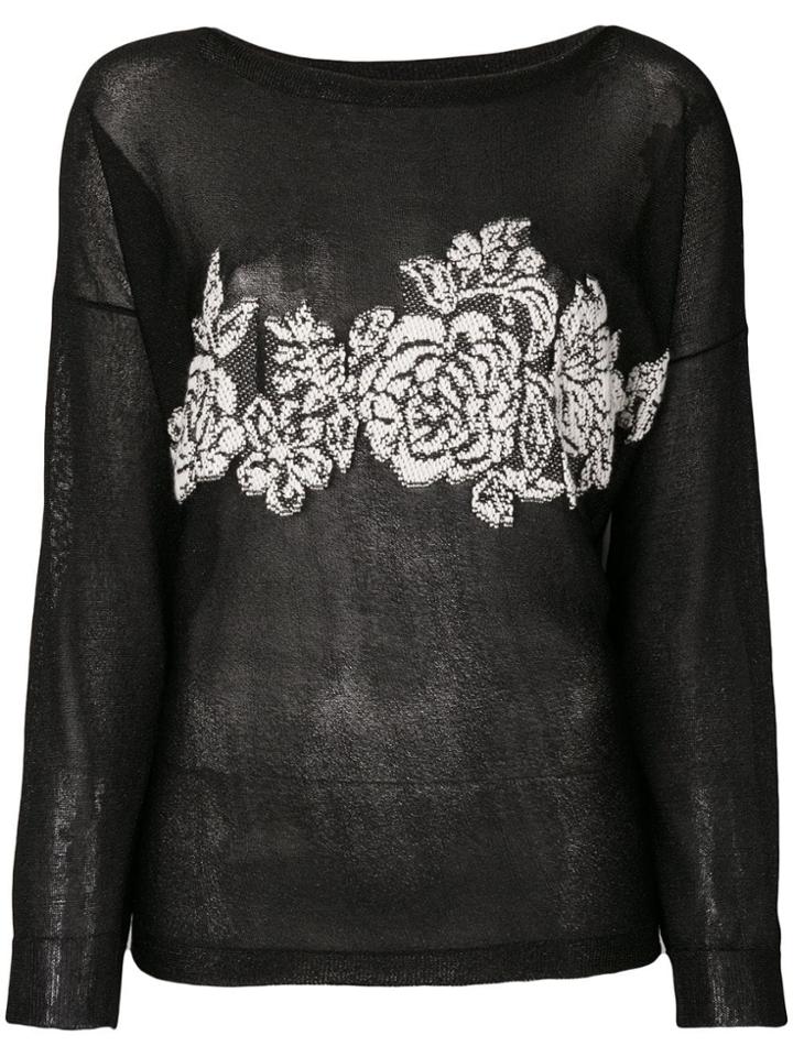 Twin-set Floral Tapestry Top - Black