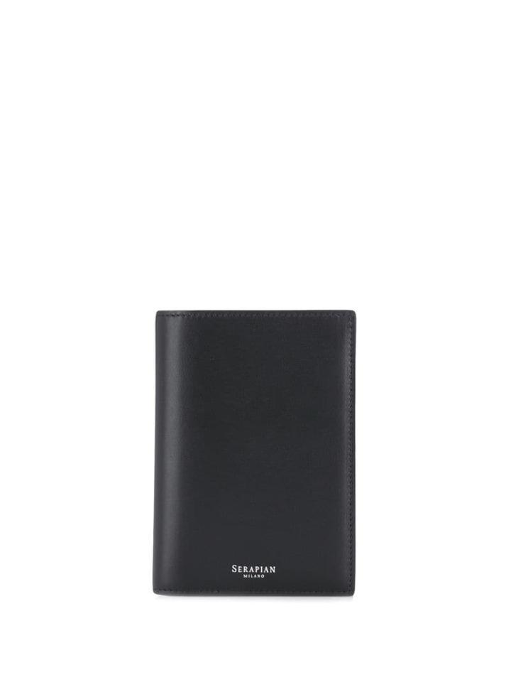 Serapian Plain Passport Case - Black