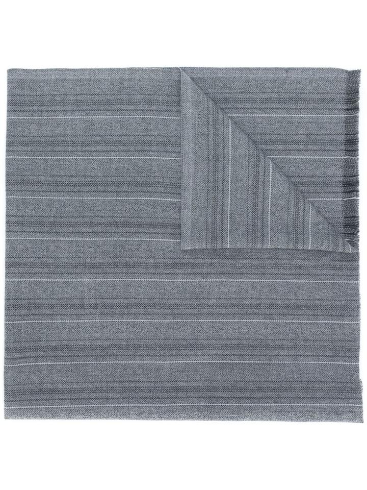 Ermenegildo Zegna Fringed Knitted Scarf - Grey