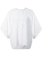 Givenchy Drop Shoulder Sheer Blouse, Women's, Size: 42, White, Silk