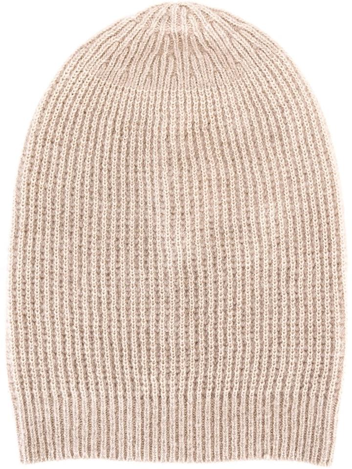Rick Owens Ribbed Beanie, Women's, Nude/neutrals, Polyamide/cashmere/wool
