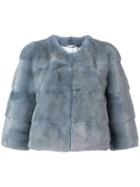 S.w.o.r.d 6.6.44 Cropped Fur Jacket - Blue