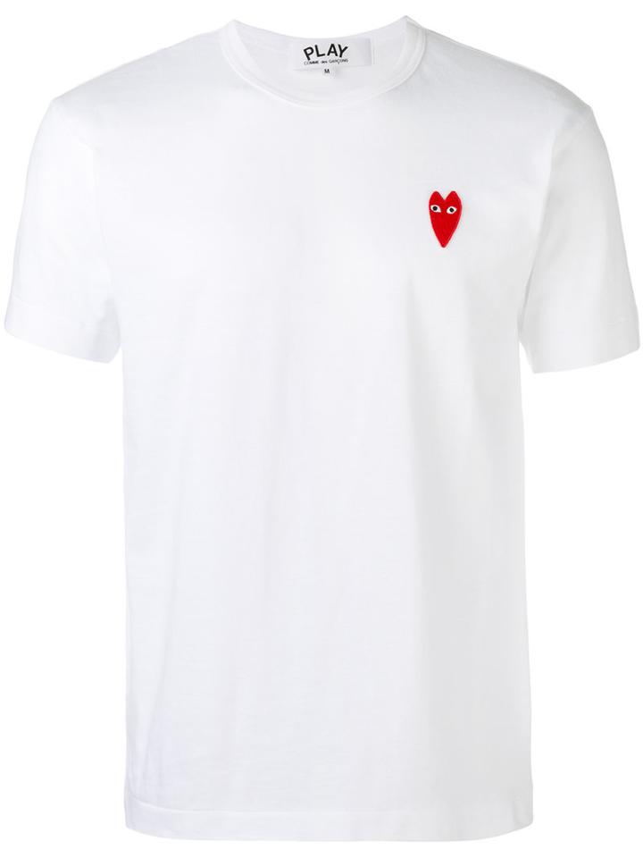 Comme Des Garçons Play Embroidered Logo T-shirt, Men's, Size: Medium, White, Cotton