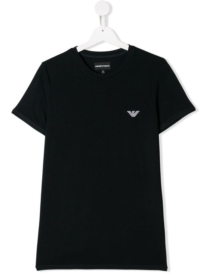 Emporio Armani Kids Teen Logo Printed T-shirt - Blue