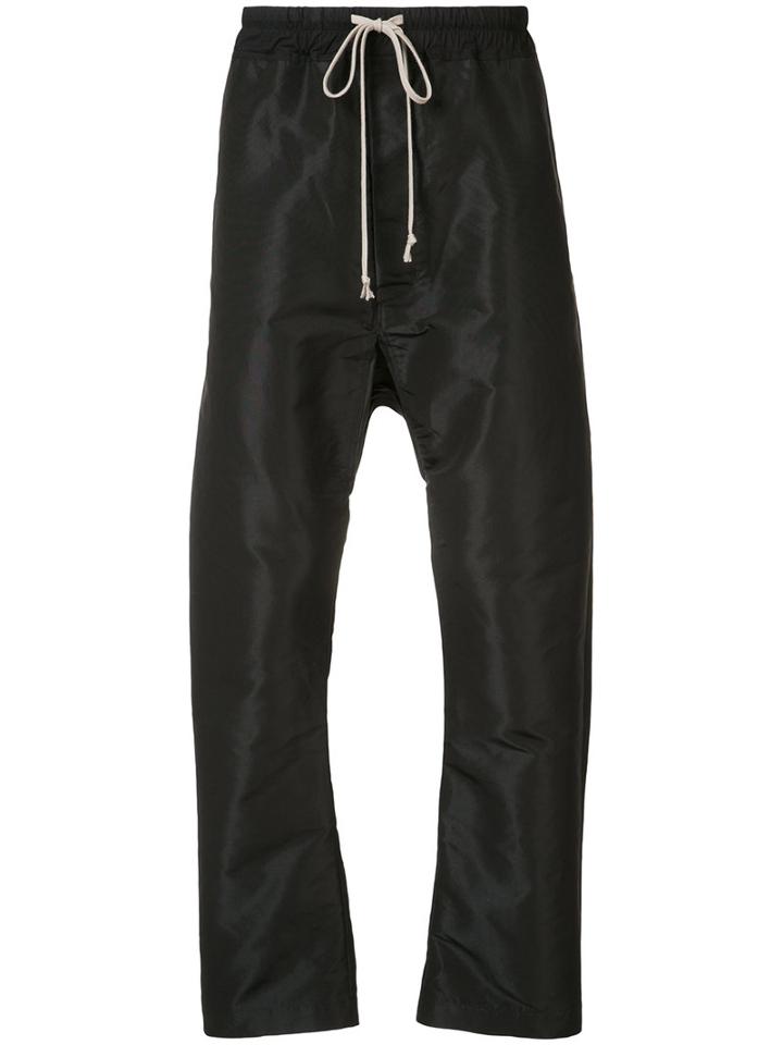 Rick Owens Drop Crotch Track Pants, Men's, Size: 48, Black, Polyester