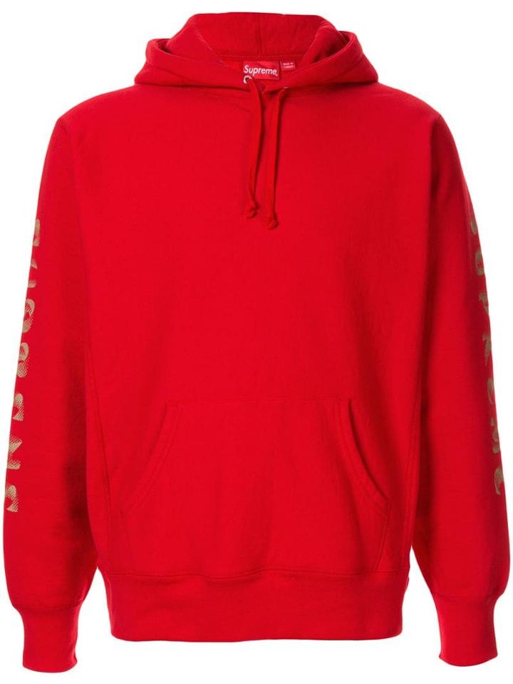 Supreme Logo Sleeve Hoodie - Red