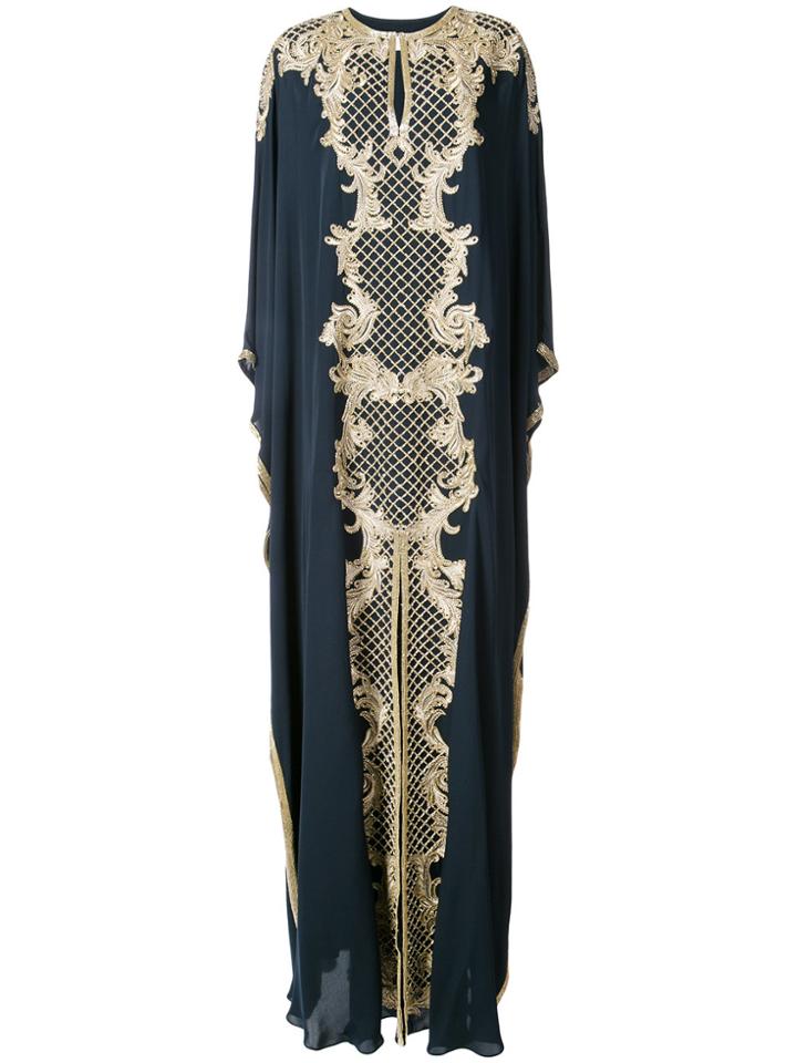 Marchesa Beaded Cape Gown - Blue