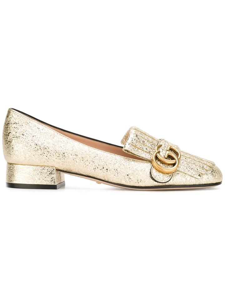 Gucci Gg Vamp Fringe Loafers - Metallic