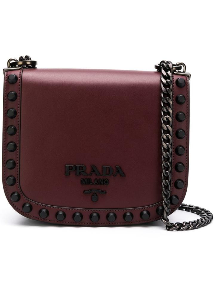 Prada Pioniere Studs Shoulder Bag - Red