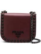 Prada Pioniere Studs Shoulder Bag - Red