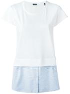 Jil Sander Navy Striped Shirt Hem T-shirt