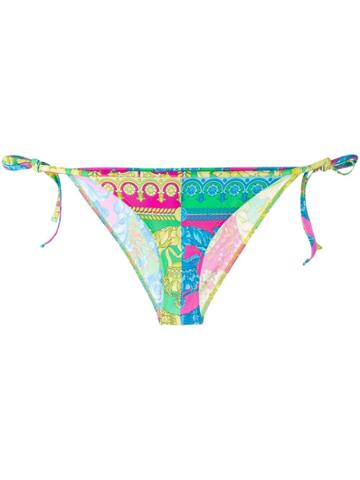 Versace Fluo Barroco Print Bikini Bottom - Blue