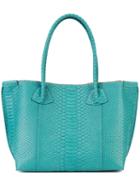 B May Textured Tote Bag, Women's, Blue, Python Skin