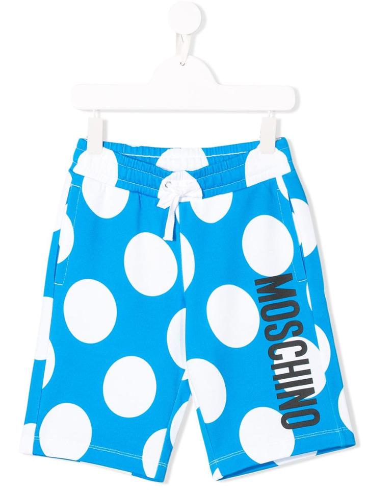 Moschino Kids Teen Logo Polka Dot Shorts - Blue