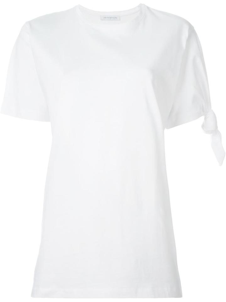 J.w. Anderson Knotted Sleeve T-shirt, Women's, Size: Xs, White, Cotton