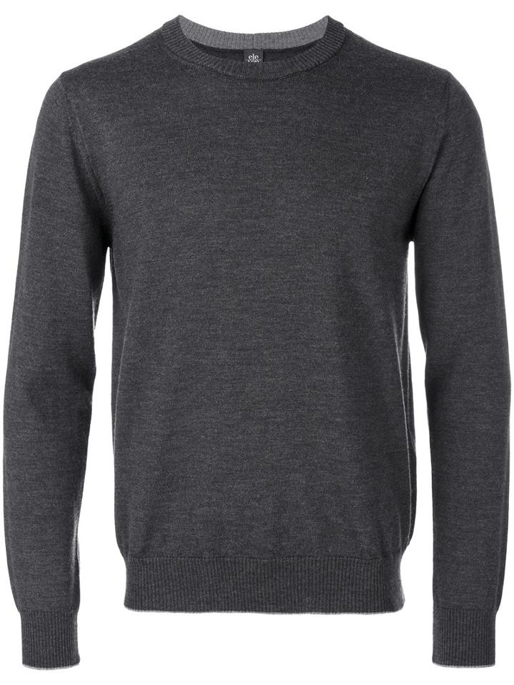 Eleventy - Round Neck Plain Sweatshirt - Men - Virgin Wool - L, Grey, Virgin Wool