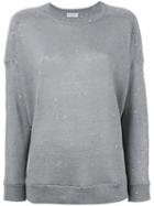 Brunello Cucinelli Glitter Embellished Top, Women's, Size: Small, Grey, Silk/linen/flax/polyamide