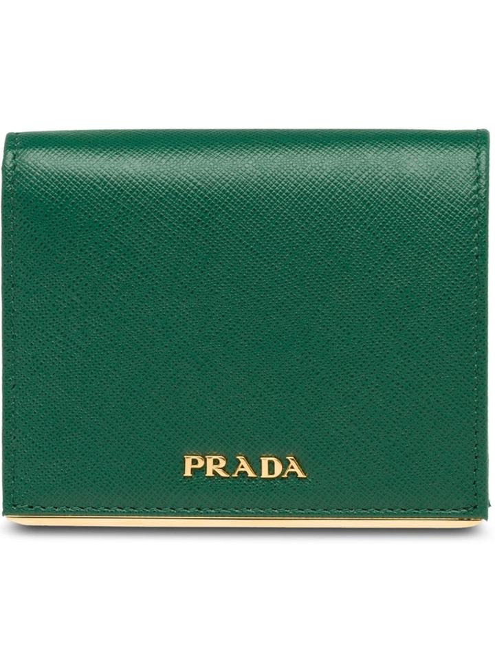 Prada Logo Bi-fold Wallet - Green